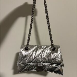 Balenciaga Silver Quilted Chain Shoulder Bag